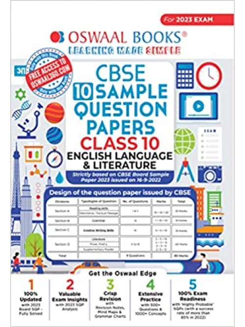 Oswaal CBSE Sample Question Papers Class 10 English Language & Literature at Ashirwad Publication