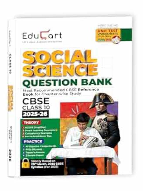 Educart CBSE Question Bank Class 10 Social Science 2025-26 on new Syllabus 2026 (Introducing Unit Test Worksheets)