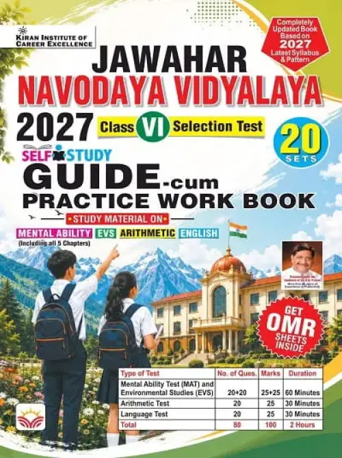 Jawahar Navodaya Vidyalaya 2027 Class 6 Guide CUM Practice Work Book Based on New Pattern MAT + EVS + Ankganit + English (English Medium) (6155)