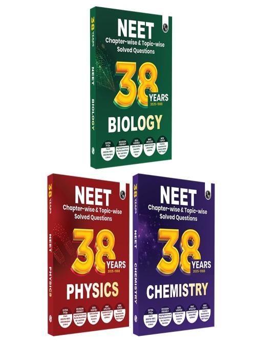 Physics Wallah PW 38 Years NEET Previous Year Solved Question Papers Physics, Chemistry and Biology PYQ Combo Set of 3 Books (2025 - 1988) Chapterwise Topicwise Solutions For NEET Exam 2026