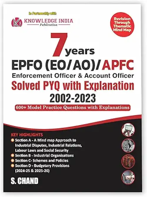 7 Years UPSC EPFO (EO/AO)/ APFC Enforcement Officer & Account Officers Exam Book 2025 - 2026 (in English Medium) | Solved Previous Year Question PYQ ... | Thematic Mind Map