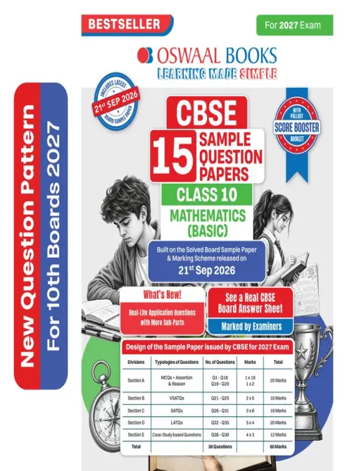 Oswaal CBSE 15 Sample Question Papers Class 10 Board Exam Mathematics Basic 2026-27 based on latest CBSE SQP dated (21 Sep 2026) | New Questions Typologies With Oswaal AI