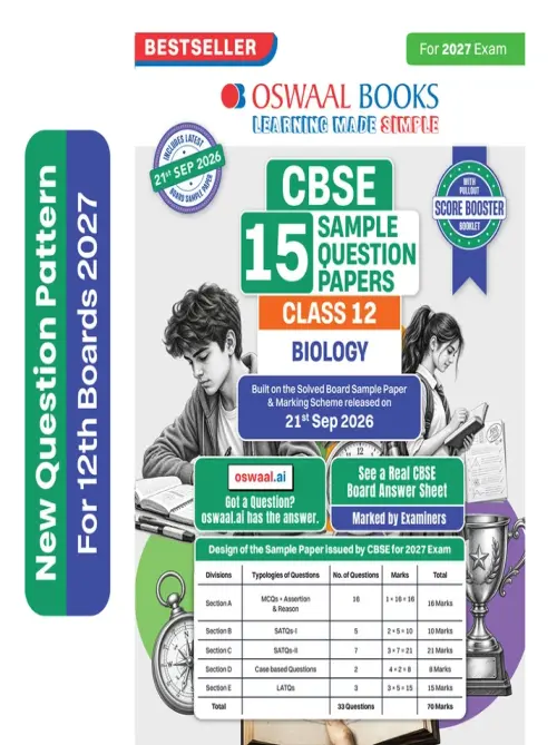 CBSE 15 Sample Question Papers Class 12 Board Exam Biology 2026-27 based on latest CBSE SQP dated (21 Sep 2026) | New Questions Typologies With Oswaal AI