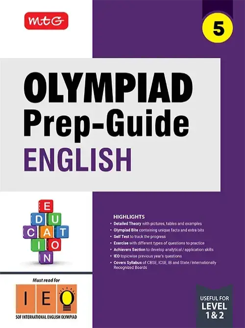 MTG Class 5 Olympiad Prep-Guide (OPG) English (IEO) – Detailed Theory, Self Test For SOF 2025-26 Exam
