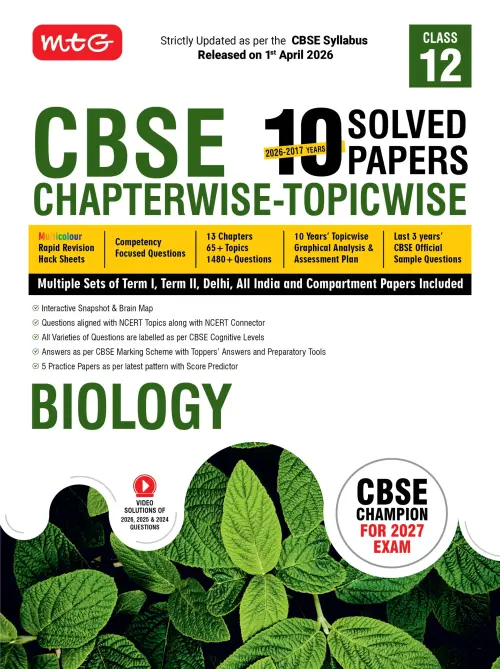 CBSE 10 Years (2026-2017) Chapterwise Topicwise Solved Papers Class 12 Biology – CBSE Champion For 2027 Exam | Free Video Solution of PYQs