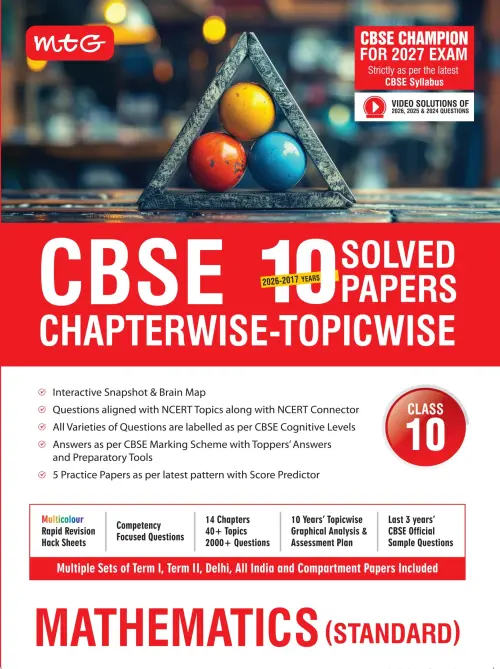 CBSE 10 Years (2026-2017) Chapterwise Topicwise Solved Papers Class 10 Mathematics Standard Book – CBSE Champion For 2027 Exam | Video Solution of PYQs