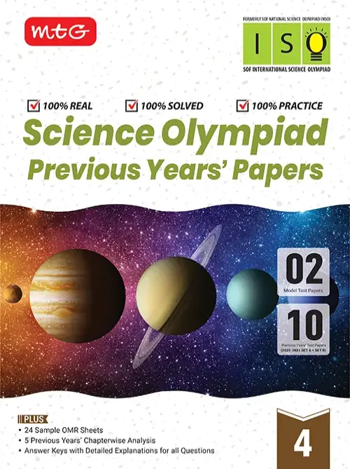 MTG ISO Class-4 Olympiad 10 Previous Years Papers (2025-2021 Set A and B) Science with Sample OMR Sheet For 2026-27 Exam