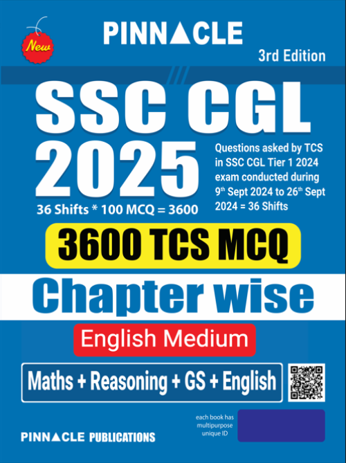 Pinnacle SSC CGL 2025 3600 TCS MCQ Chapter wise 3rd edition English medium