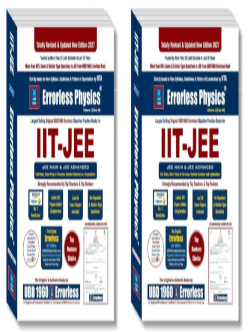 UBD1960 Errorless Physics for IIT-JEE (MAIN & ADVANCED) as per NTA (Paperback+Smart E-book) Updated New Edition 2027 (2 volumes) Original Errorless Self Scorer Book with Trademark Certificate