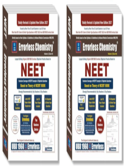 UBD1960 Errorless Chemistry for NEET as per NMC (Paperback+Smart E-book)Updated New Edition 2027 (2 volumes) Original Errorless Self Scorer Book with ... Errorless Objective Practice Books For Neet)