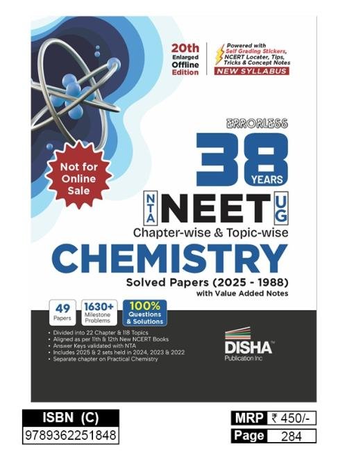 Disha Errorless 38 Years NTA NEET (UG) Chapter-wise & Topic-wise Biology PYQ (2025 - 1988) Book Solved Papers New NCERT Syllabus Errorless Chemistry NEET Value Added Notes